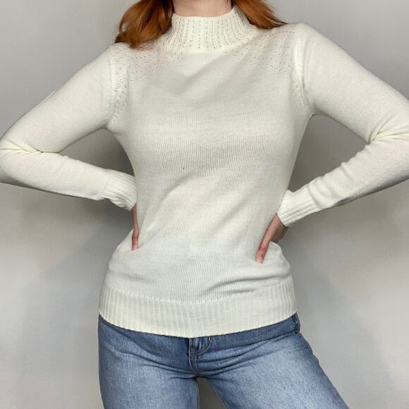 Juicy Couture Size Small Ivory with Pearl Embellished Mockneck Sweater - Picture 7 of 13